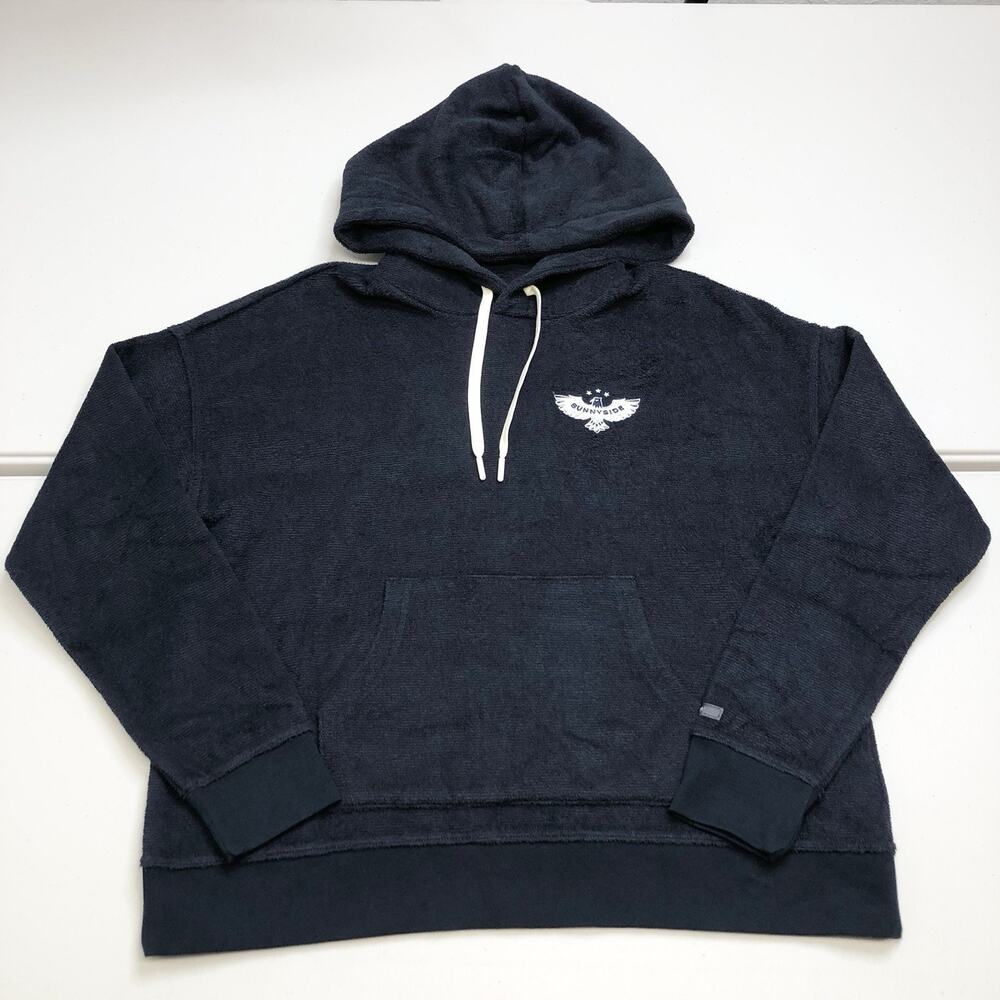 Outerknown Hightide Hooded Terry Cloth Sweatshirt Women's Small Navy Blue